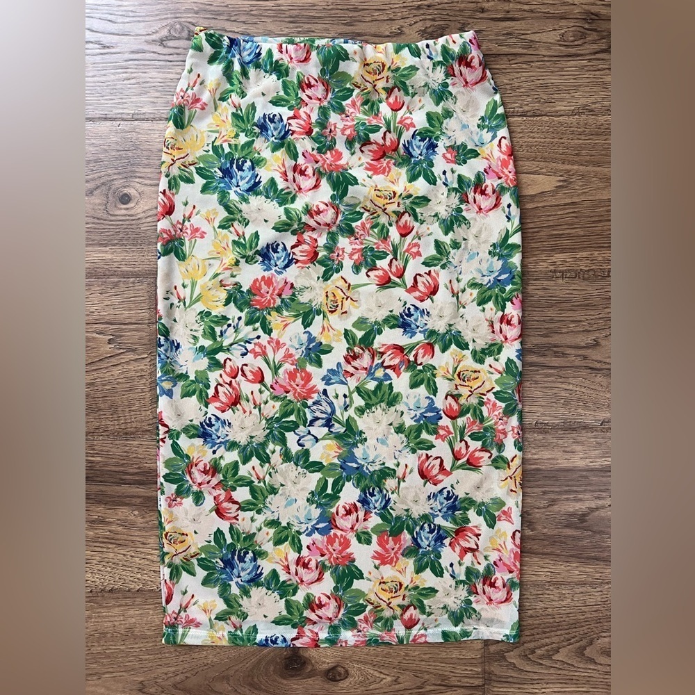 NWOT AFRM Floral Slip Midi Skirt Small - Picture 3 of 4
